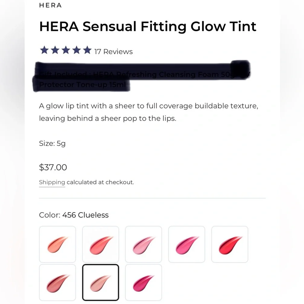 New Hera Lip Bundle 181 Cliche Lipstick and 456 Clueless Sensual Glow Tint Set
